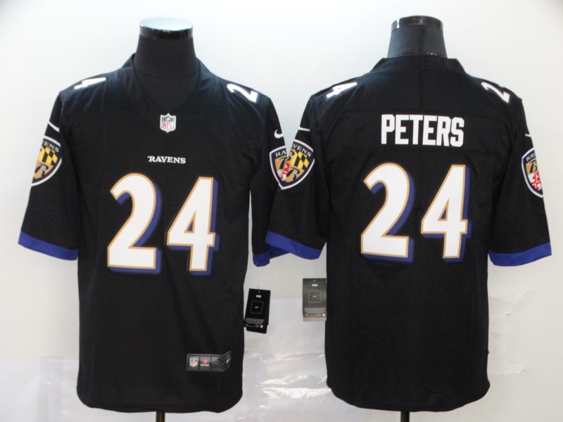 Men's Baltimore Ravens Marcus Peters #24 Black Jersey